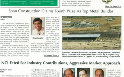 1994 SPAN CONSTRUCTION CLAIMS 4TH PRIZE AS TOP METAL BUILDER