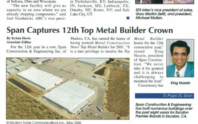 2002 SPAN Captures 12th top metal builder crown