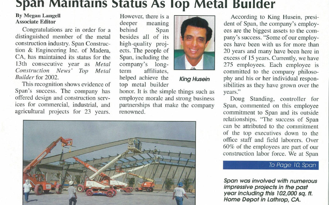 2003 Span Maintains Status As Top Metal Builder